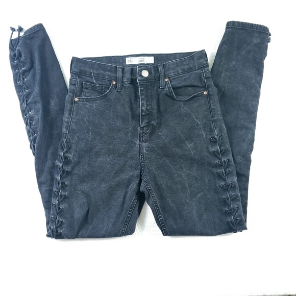 Topshop Denim - Top Shop Moto Jaime Lace Up Leg Skinny Jeans